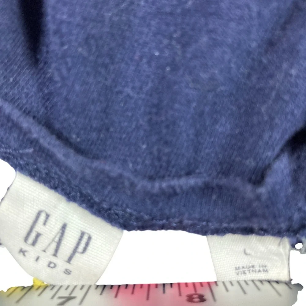 Gap Kids Navy Blue Embroidered Floral Heart Top Ruffle Sleeve Size‎ Large